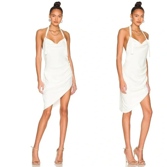 Amanda Uprichard Dresses & Skirts - Amanda Uprichard | Maxwell Halterneck Asymmetrical Mini Dress in Ivory Size M